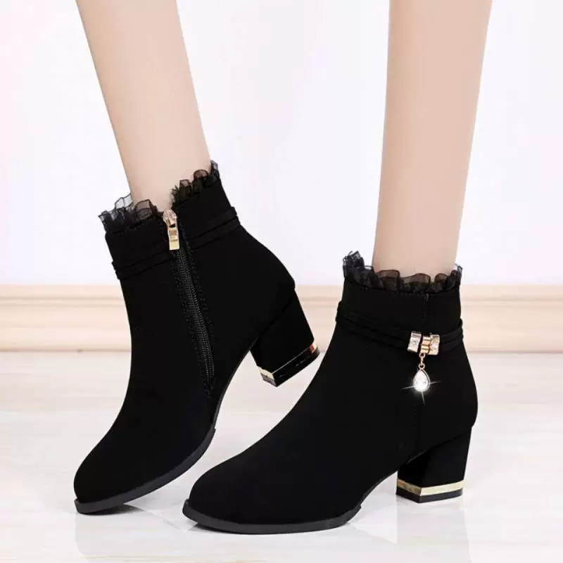 Fleece keep warm suede universal low boots with zipper, 2021 collection