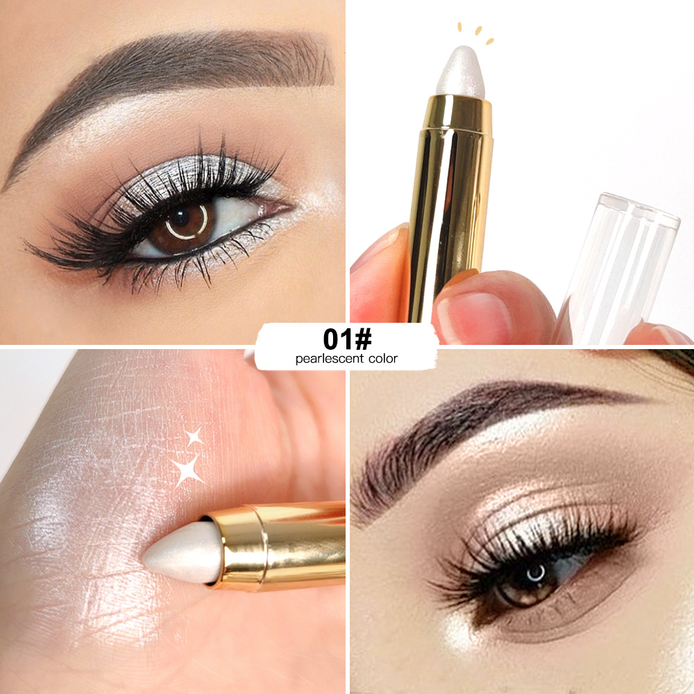 ibcccndc pearlescent eyeshadow stick with brush head, high-gloss earth Eyeshadow pen, double-headed eyeshadow stick undefined