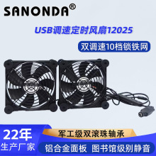 源头厂家12025直流散热风扇带USB温控调速挡板路由器机柜散热风扇