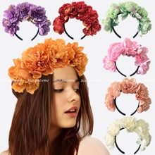 欧美跨境仿真山茶花朵发箍夸张大花新娘头饰狂欢节舞会头饰发箍女