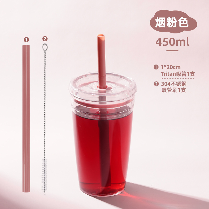 2025 新しいクロスボーダー 450 ミリリットル単層 Tritan ストローカップミルクティーカップコーヒーカップマルチカラーキャンディストローカップ|undefined