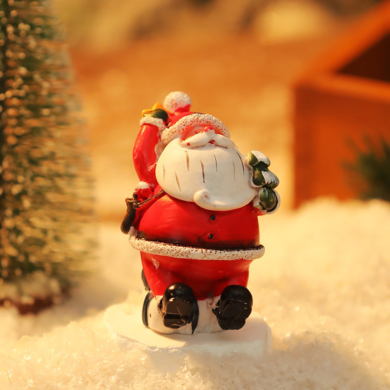 クリエイティブ雪だるまサンタクロースデスクトップクリスマス装飾小物ミニクリスマスシーン配置撮影小道具|undefined