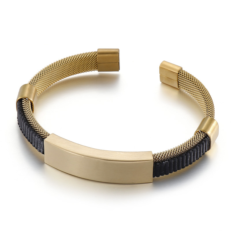 Cross-Border E-Commerce Jewelry Wholesale European and American 316L Stainless Steel Hip-Hop Creative Cut Out Men's Bracelet Bracelet