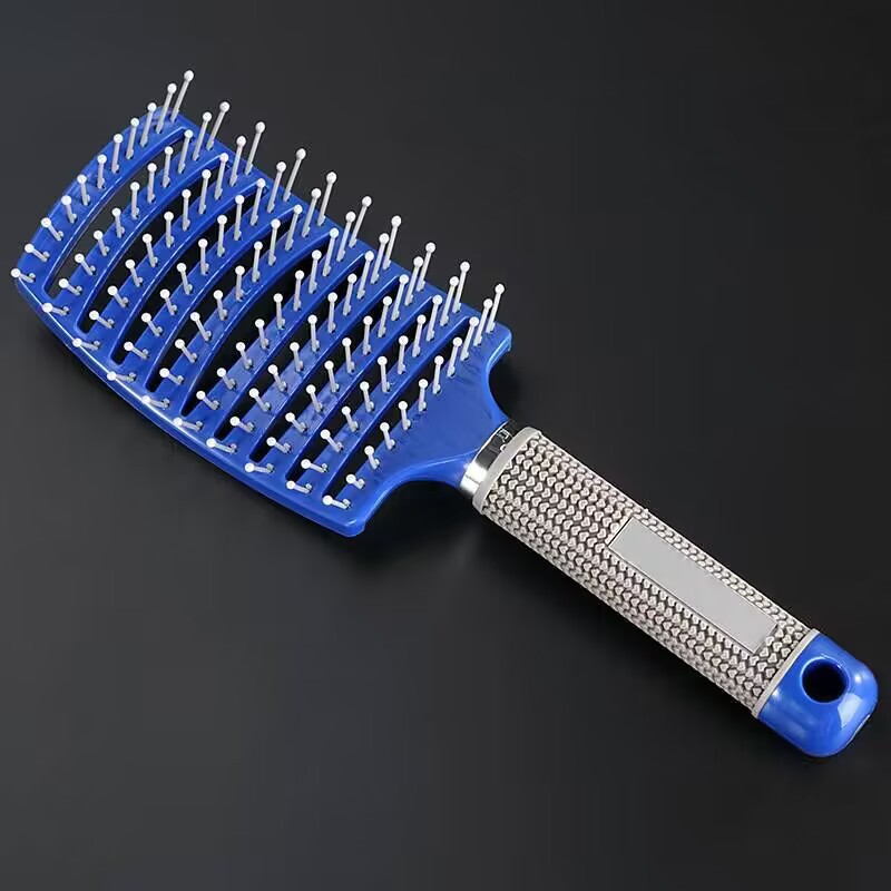 Raíz de cabello curvo, esponjoso, flexión grande, peine de peinado para el cabello, peine de costillas de masaje, peine de pelo rizado largo para hombres y mujeres