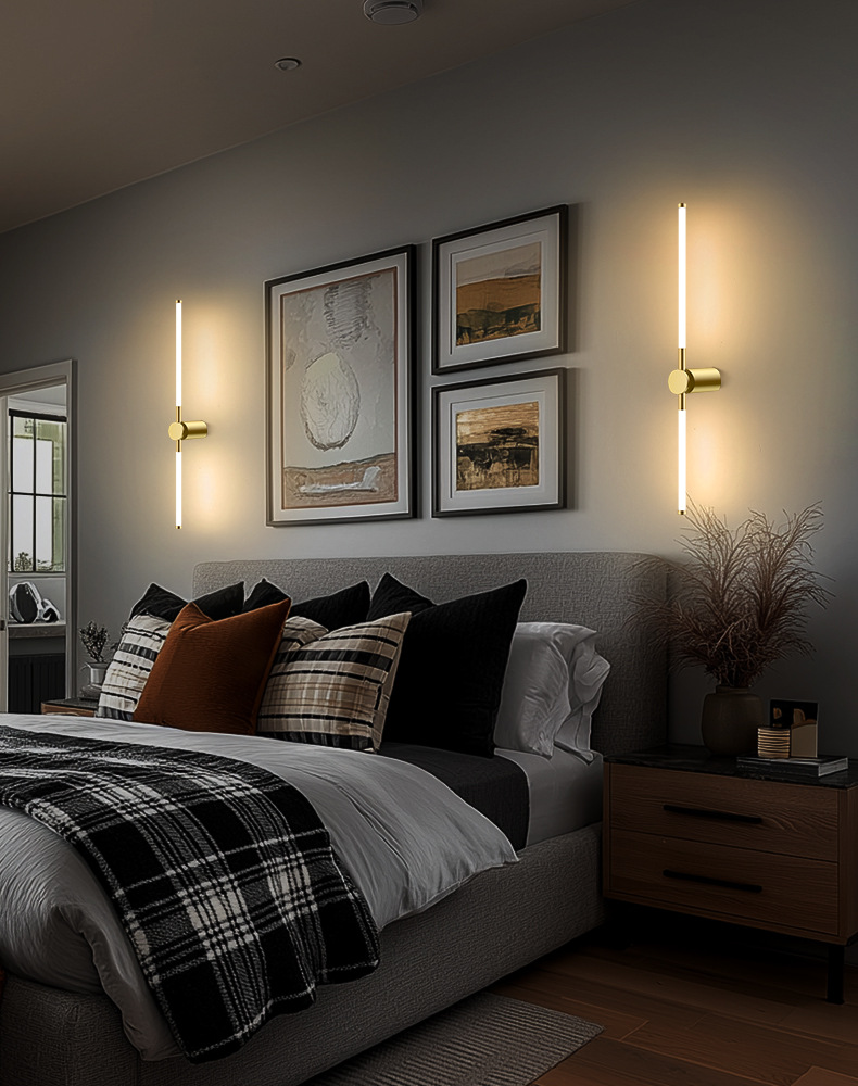Nordic Luxury LED Linear Indoor Strip Light High-End Dekorative Wohnzimmer Schlafzimmer Nachttisch Wandleuchte_voghion.com