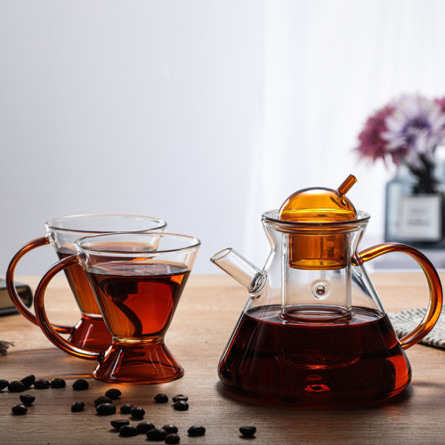 Nordic Danish teapot teapot flower teapot high borosilicate glass coffee pot set live source internet celebrity pot