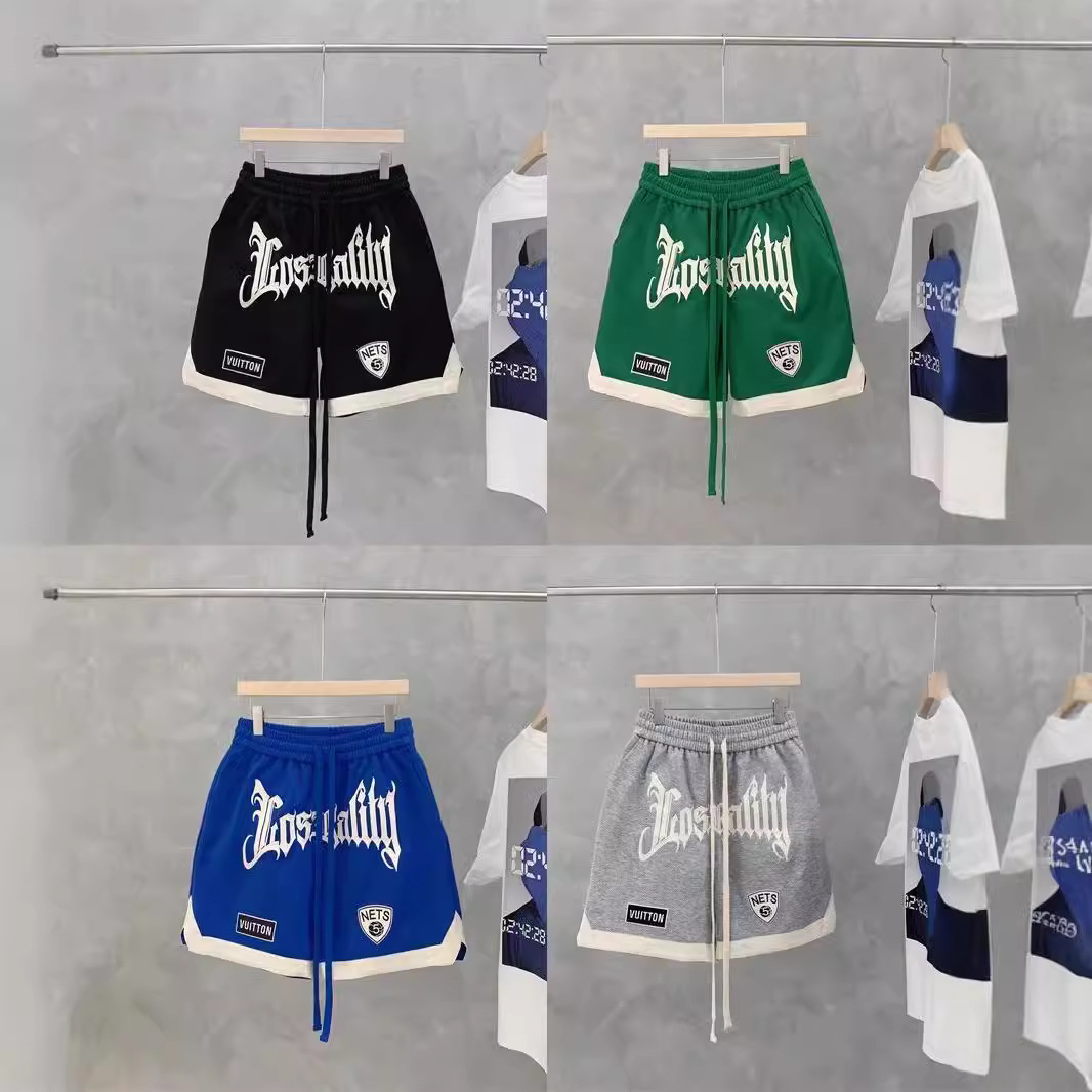 Pantalones cortos casuales de moda para hombres, marca de moda ins, color sólido, contraste simple, tendencia, tubo recto suelto, pantalones deportivos de cinco puntos