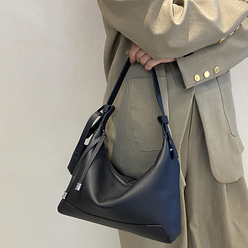 Women's New Genuine Leather Crescent Bag - Large Capacity Shoulder Crossbody Hobo Dumpling Bag & Underarm Handbag - Thumbnail 3