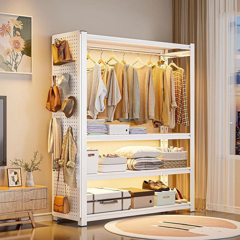 Coat Rack Steel Simple Wardrobe Floor-Standing Multi-Layer Adjustable Wardrobe Bedroom Rental House Iron Clothes Rack Shelf