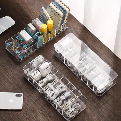 Dustproof storage and cable management box, central hub, organizer box, desk data cable storage box, mobile phone charging cable, power cable holder