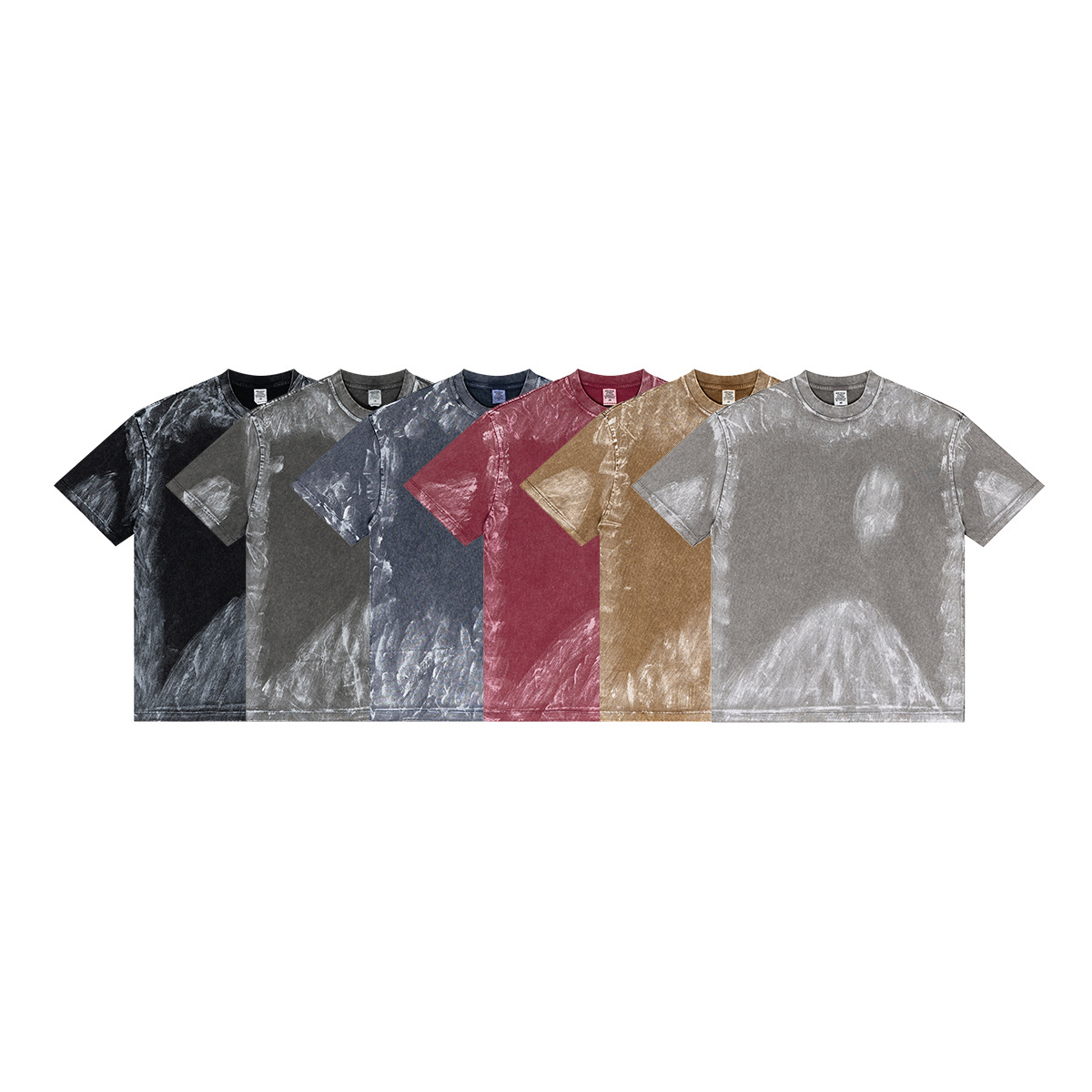 2025 verano comercio exterior europeo y americano pesado lavado y frotamiento de color gran tamaño tienda de compradores de manga corta sensación de alta gama camiseta retro moda masculina