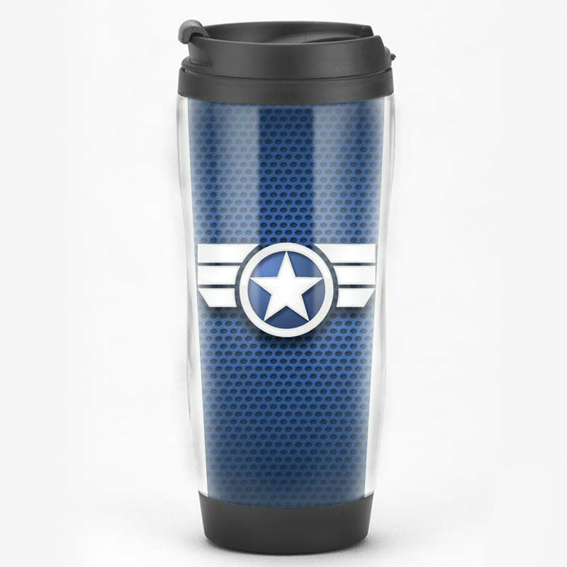 Equipo de EE. UU. Película de superhéroes que rodea al Capitán América Regalos Recuerdos de los fanáticos Taza de agua Taza de café con tapa