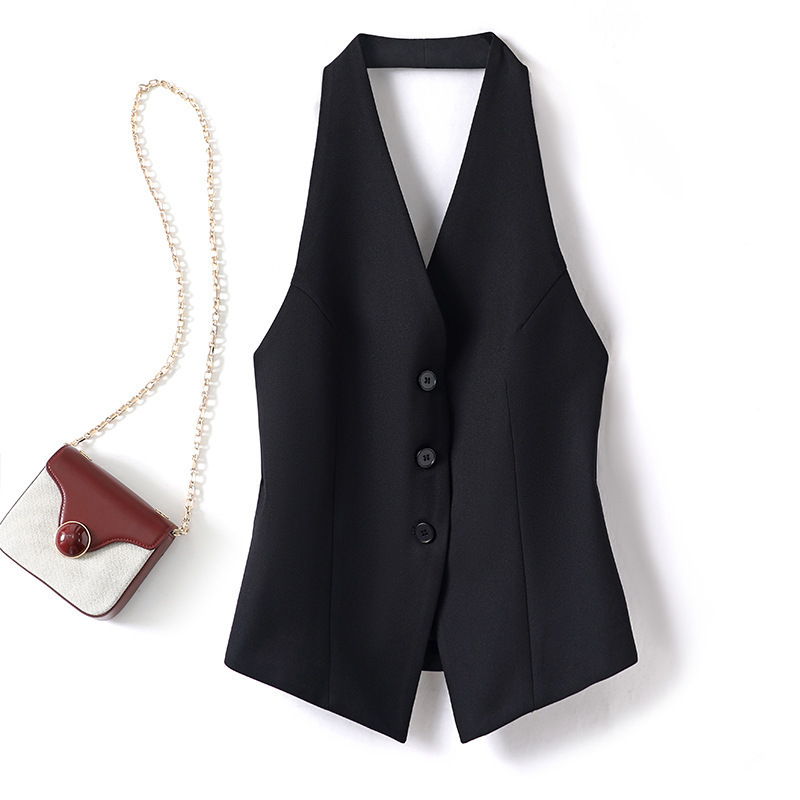 Spring and Autumn Halter Neck Suit Vest Women's 2025 Spring New Top Design Niche Waistcoat Spring and Autumn Halter Neck Suit Vest Women's 2025 Spring New Top Design Niche Waistcoat
