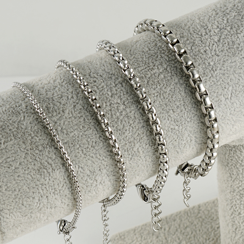 Nueva joyería cadena especial europea y americana transfronteriza titanio acero cuadrado perla cadena moda fresco hip hop textura hombres y mujeres de la misma pulsera