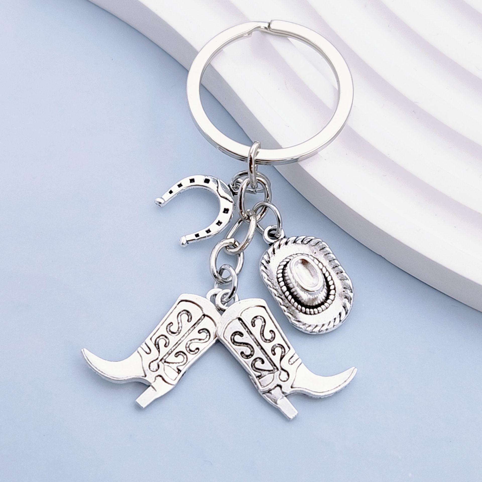 Amazon Cross-Border Best-Selling Cowboy Hat Boots Horseshoe Retro Western Cowboy Grassland Grazing Keychain