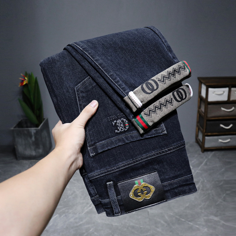 Trendy brand men's jeans high-end fashio...