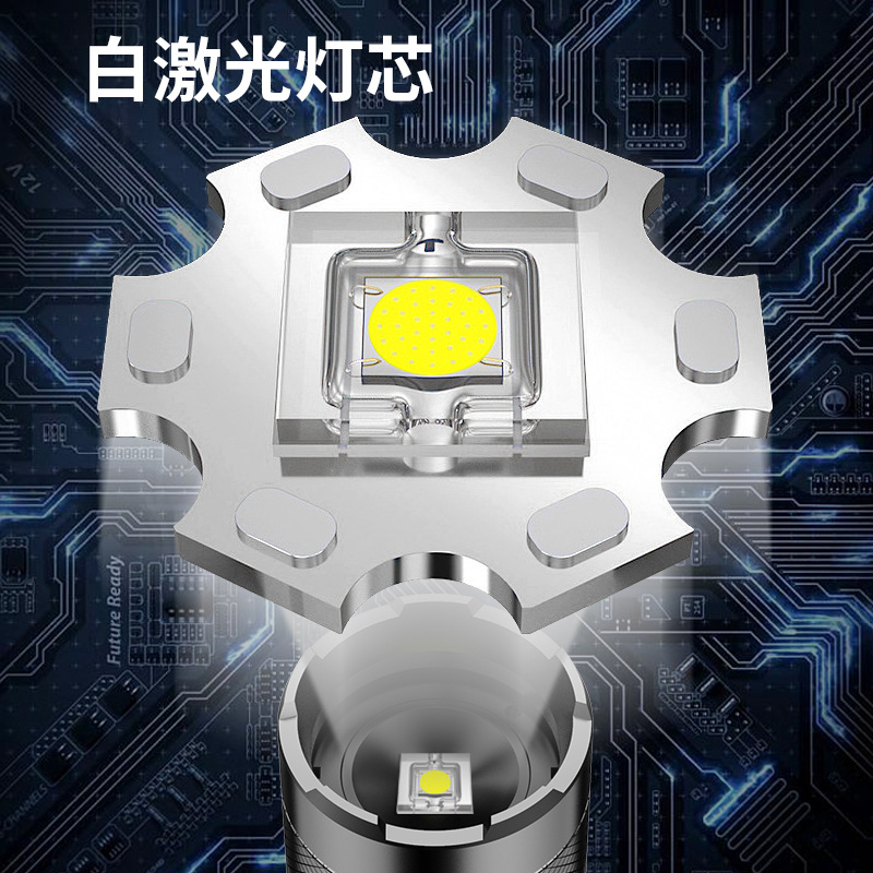 Linterna láser blanco de una sola pieza batería desmontable linterna al aire libre lado digital pantalla eléctrica linterna remota