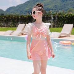 Children's Swimwear 2023 New Girl's Middle and Big Kids Student Cute Bowknot Separate Skirt Style Hot Spring Swimwear
