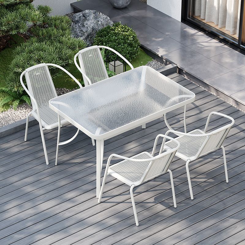 Outdoor Balcony Leisure Rattan Back Chair Courtyard Stackable Plastic Chair Home Dining Table and Chair Set Waterproof and Sun Protection