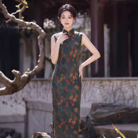 复古新中式2026新款改良旗袍女无袖气质质感长款显瘦国风夏连衣裙