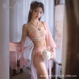 知之美珍珠流苏汉服妖娆复古薄纱透视诱惑肚兜绑裙异域风情套装