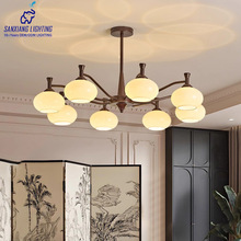 中古风客厅吊灯美式复古大气大厅主灯法式柿子玻璃餐厅灯中山灯具