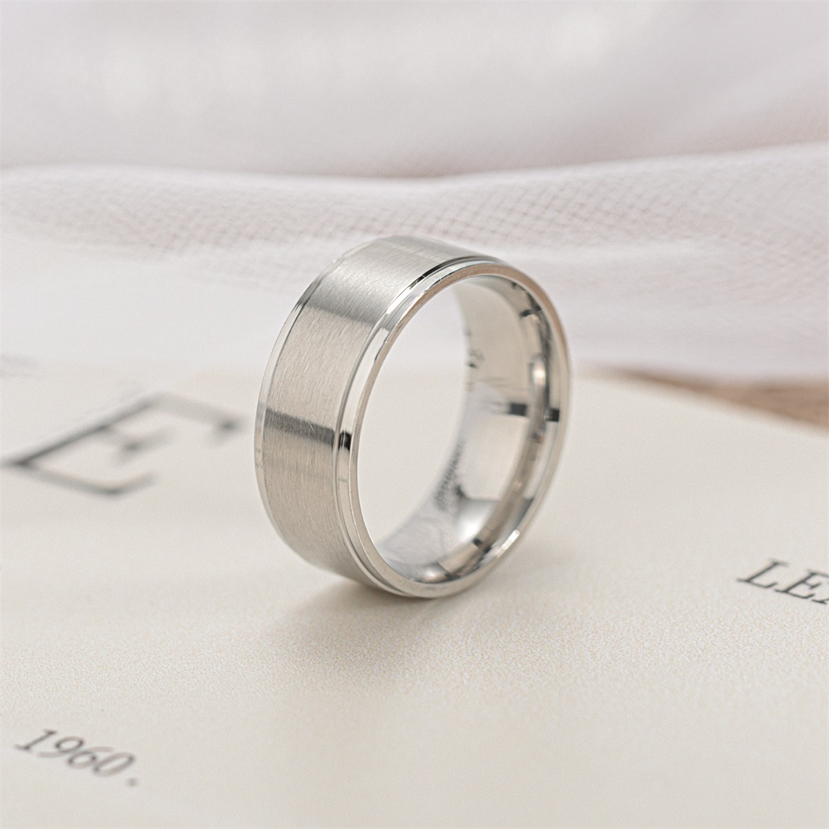 New Simple Matte Titanium Steel  Anti-Scratch Non-Fading Couple Ring
