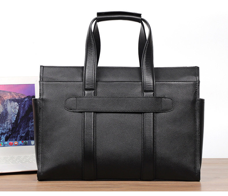 Túi xách nam dung tích lớn 40×13×29 cm đựng laptop 15,6 inch, túi đeo chéo vai da bò — Lớp lót nỉ cao cấp màu đen chi tiết 7