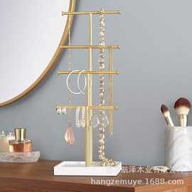 跨境铁木结合首饰架耳钉项链饰品架梳妆台头绳发箍整理架发带架