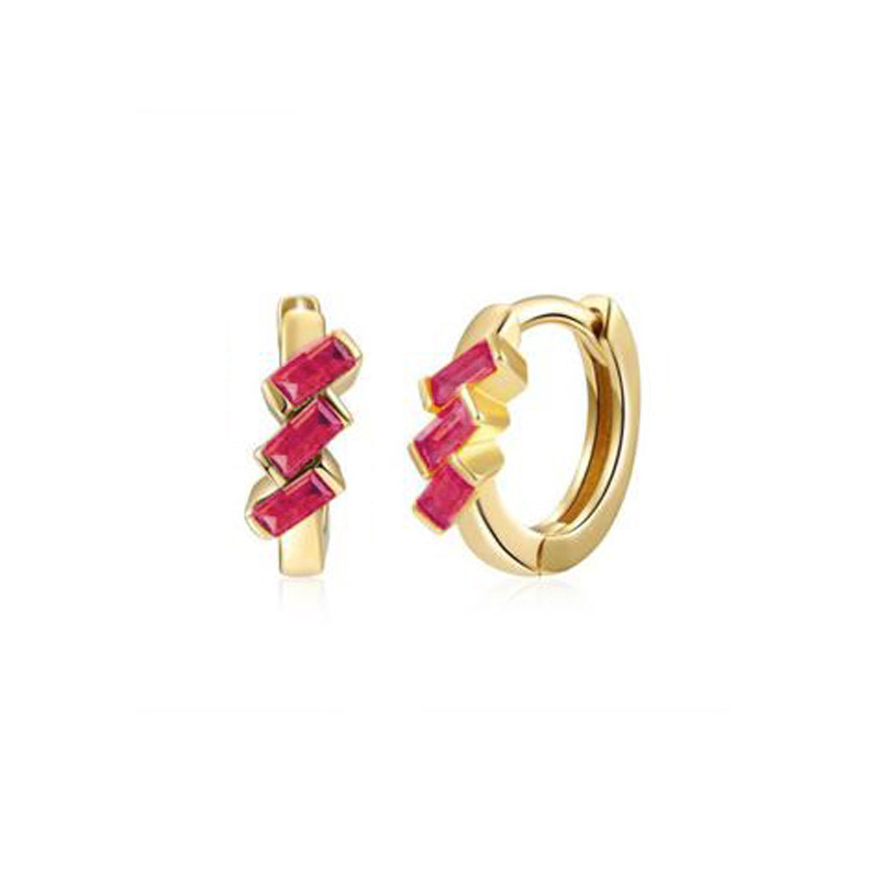 Cross-border European And American Fashion Geometric Multicolor Rectangular Zircon Copper Ear Clip display picture 11