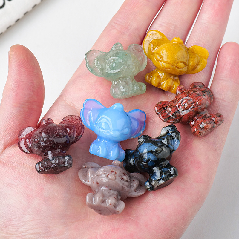 Comercio exterior transfronterizo de cristal natural puntada talla cristal mineral piedra semipreciosa mineral etiqueta puntada muñeca adornos