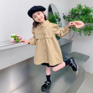 2024 Autumn Girls' British Style Jacket Fashionable Top Children's Wear Versatile Stylish Long Sleeve Children's Windbreaker