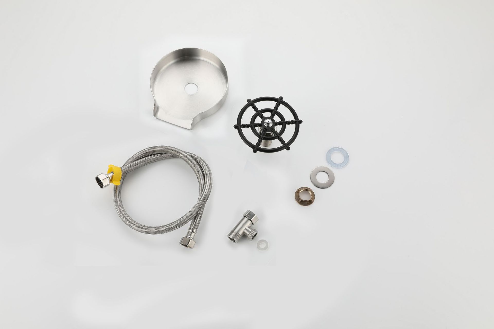 컵 와셔 + 스테인리스 스틸 베이스 + 80cm 호스 + 서브 게이지 1/2 티