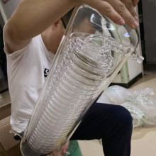 大型玻璃冷凝器10L/20L/50L法兰球磨标口蛇形冷却管反应釜旋蒸