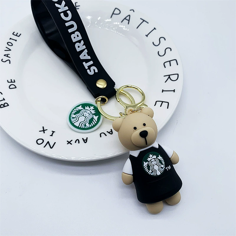 Брелок Starbucks с трехмерной cartoon, кулон, силиконовая кукла, с маленькими мишками, креативный подарок