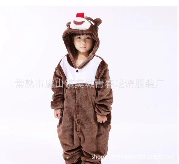 Осенне-Зимний Детский костюм, анимационный мультяшный животный, цельная Пижама Xiong Da для мужчин и женщин, домашняя одежда для пар, фланелевая одежда
