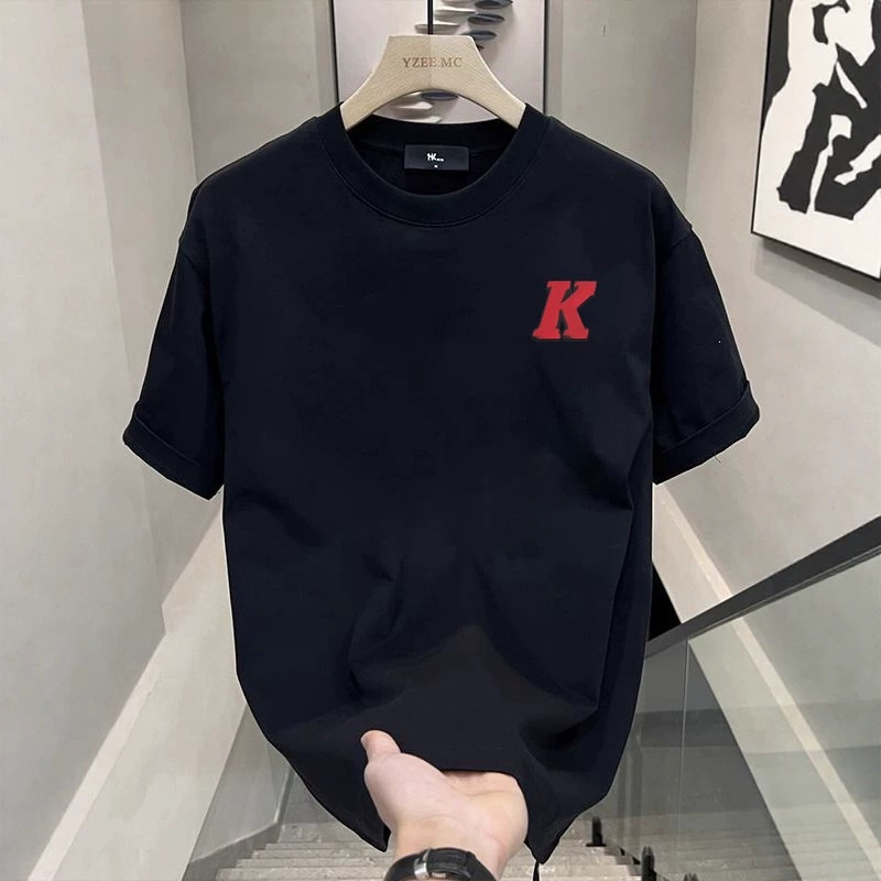 Premium American-style pure cotton men's short-sleeve t-shirt, 2026 new summer model, loose fit, black printed clothing, youth top Premium American-style pure cotton men's short-sleeve t-shirt, 2026 new summer model, loose fit, black printed clothing, youth top
