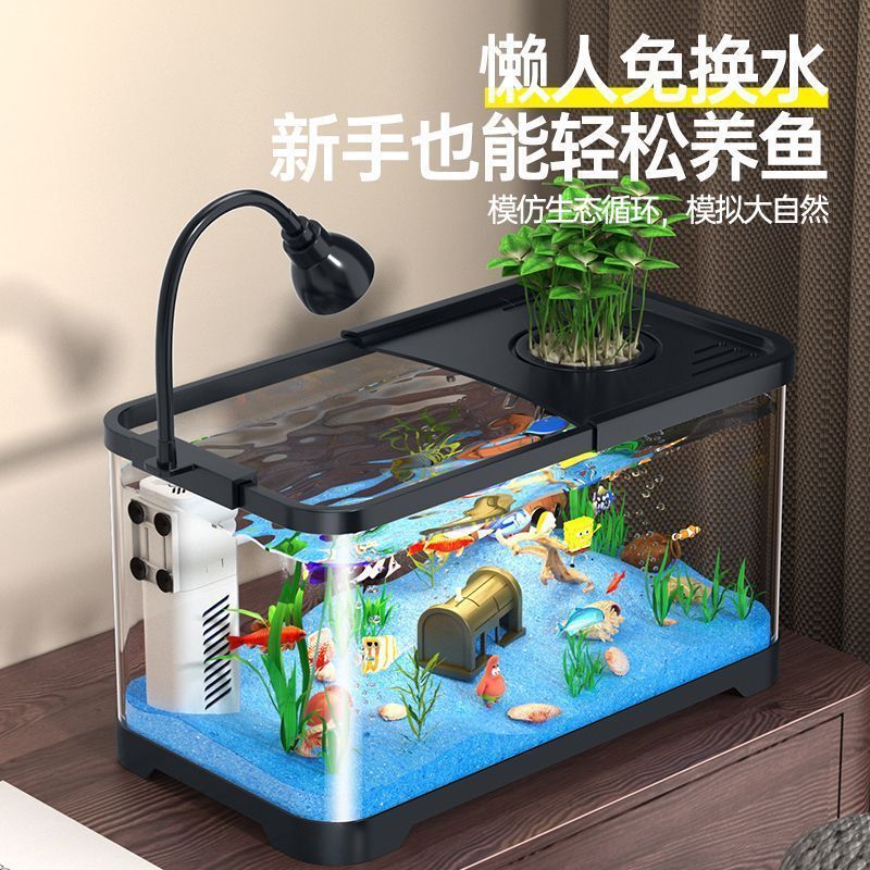 鱼缸小型家用过滤制氧一体机客厅桌面带盖造景2025新款防摔金鱼缸|undefined