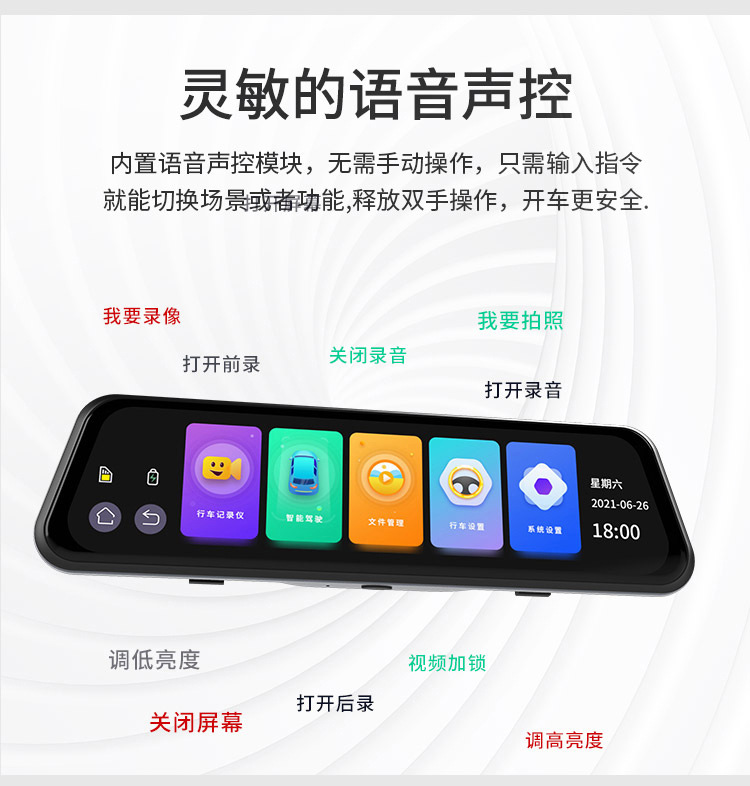 Car-mounted streaming media dashcam 4K HD 1080P full-screen touch smart BSD blind spot warning rearview mirror