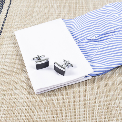 Rectangular black resin enamel metal tie clips for men, minimalist business French-style shirt tie clips wholesale