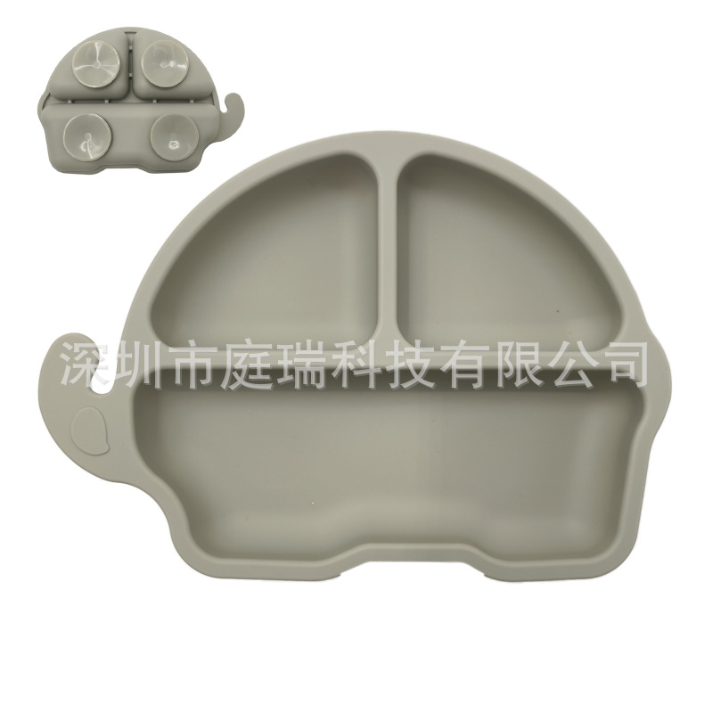 Plato para niños plato de rejilla de silicona cuadrado plato de suplemento de alimentos para bebés integrado tres Placa de rejilla lechón resistente a la caída de calidad alimentaria