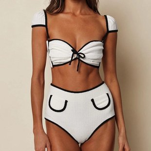 European and American New Style Split Swimsuit Female Sexy Tube Top Bikini Skirt Two-Piece Set Amazon Cross-Border Swimsuit for Women