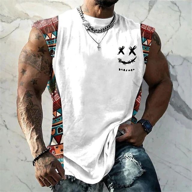 2025 Cross-Border Fashion Men's Sleeveless 3D Printed Handsome Sleeveless Vest Top with Pictures
