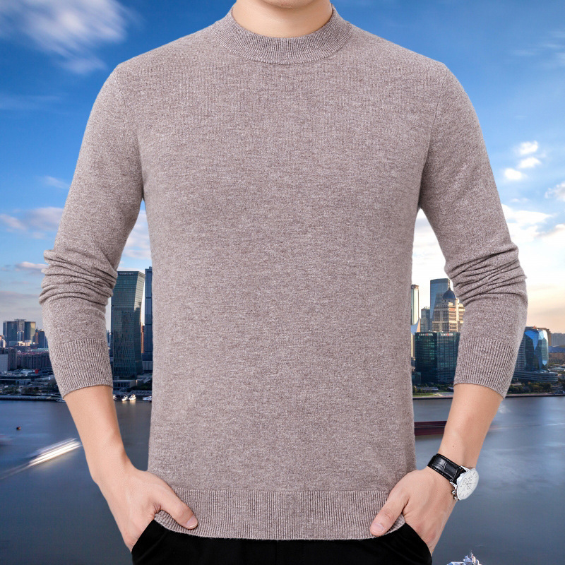 Counter High-grade Cashmere Men's Long-sleeved T-shirt 2024 New All-cashmere Knitted Base Loose plus size Sweater T-shirt