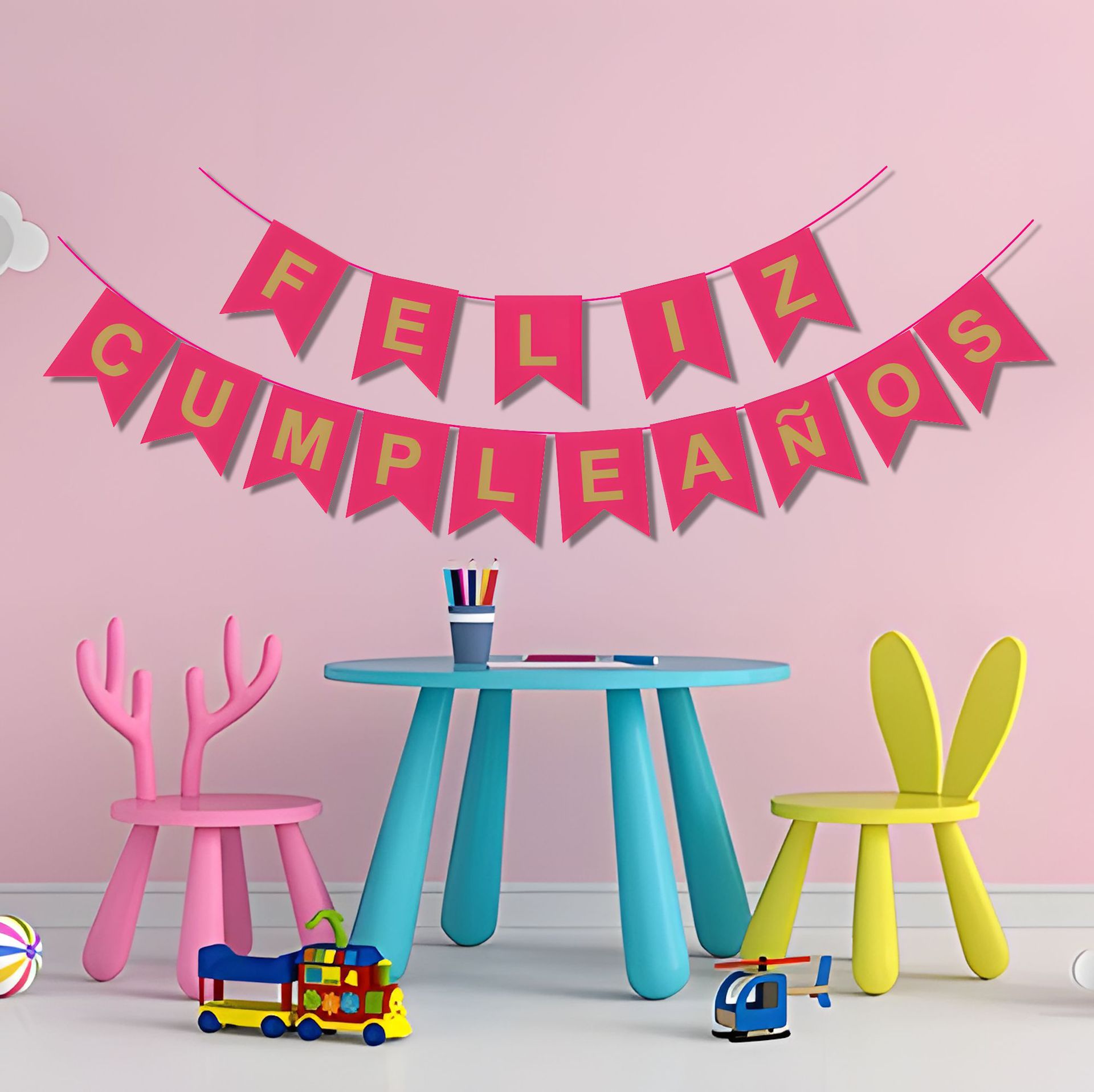 Fábrica de venta directa de bandera de cumpleaños español tema de la pared de fondo de la pared