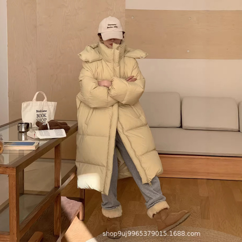 Long down Coat for Women, Over-The-Knee, Thickened, 2025 Winter New Style, Hooded, Loose-Fitting, Korean Fashion, Large Quilted Jacket Long down Coat for Women, Over-The-Knee, Thickened, 2025 Winter New Style, Hooded, Loose-Fitting, Korean Fashion, Large Quilted Jacket