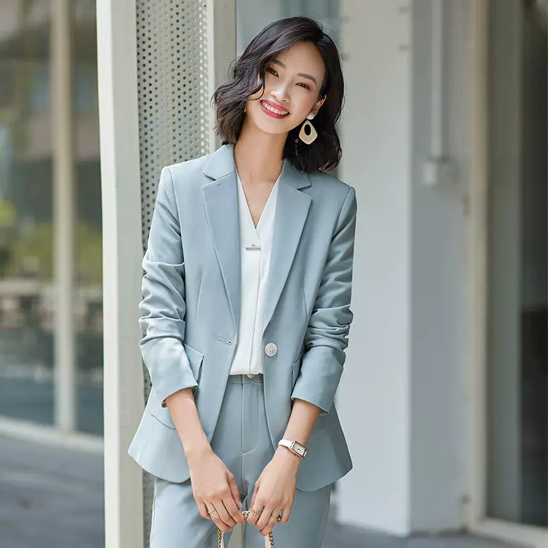 2023春季新款职业女装套装女通勤西服西装女士面试前台销售工作服