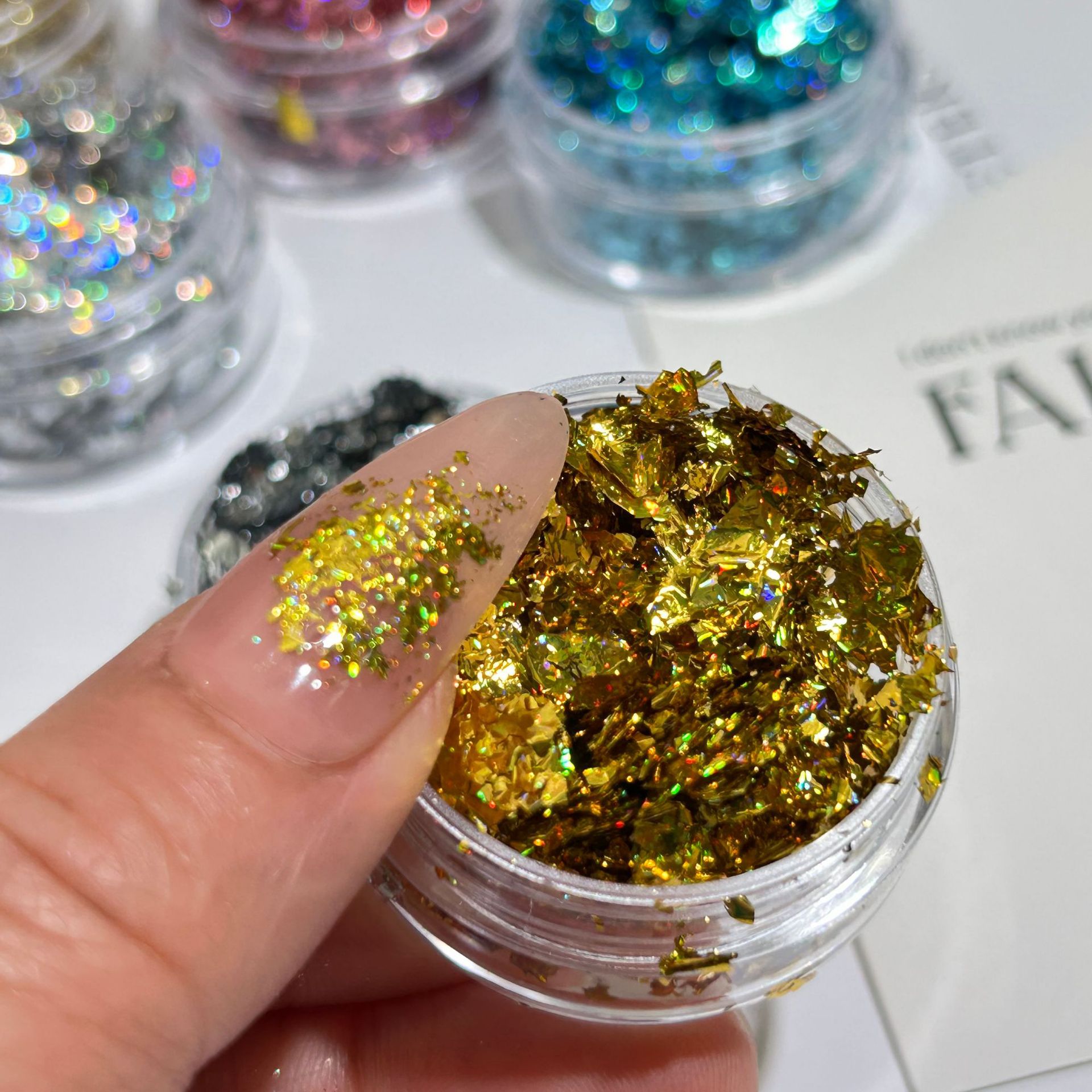 Gold Foil Nail Art Jewelry Gold Foil Fragments Internet Popular Nail Polish Glue Decorative Sticker Sequin E-commerce Cross-border
