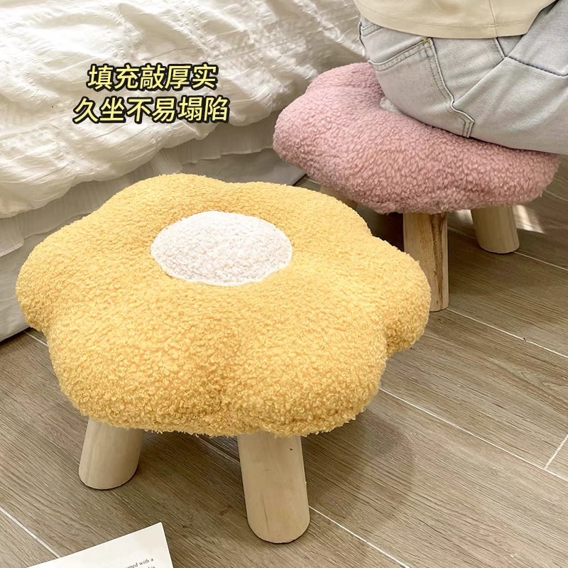Taburete pequeño hogar para cambiar zapatos taburete creatividad taburete pequeño taburete tela taburete pequeño taburete bajo Sala de estar taburete de mesa de café taburete de madera maciza silla pequeña