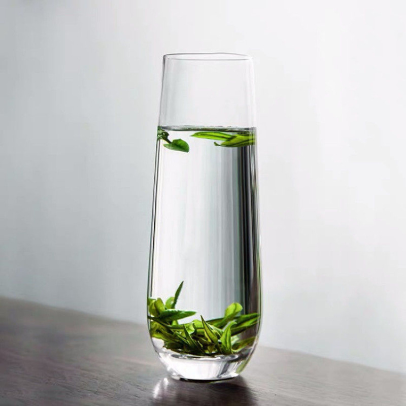 细高玻璃杯绿茶杯猴魁茶楼专用高级耐热家用日式透明水杯泡茶杯